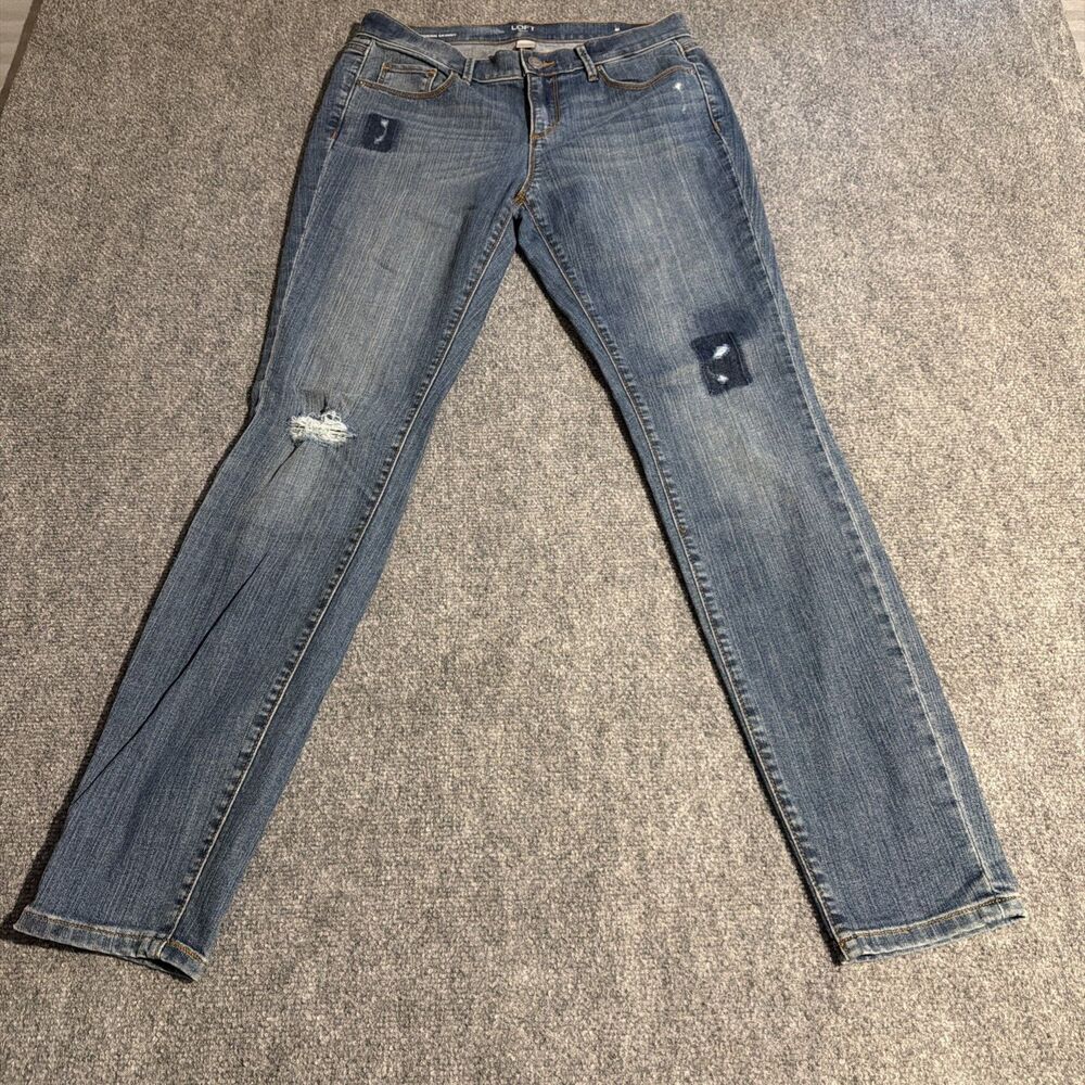 Loft Outlet Denim Jeans Womens Size 6 Blue Modern Skinny Distresses Straight